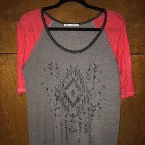 Tribal Print Baseball Tee